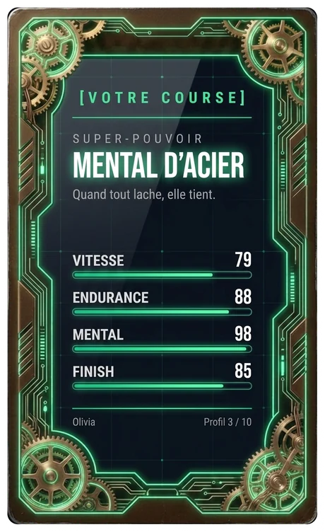 Verso de carte : super-pouvoir Mental d'acier, profil 3 sur 10